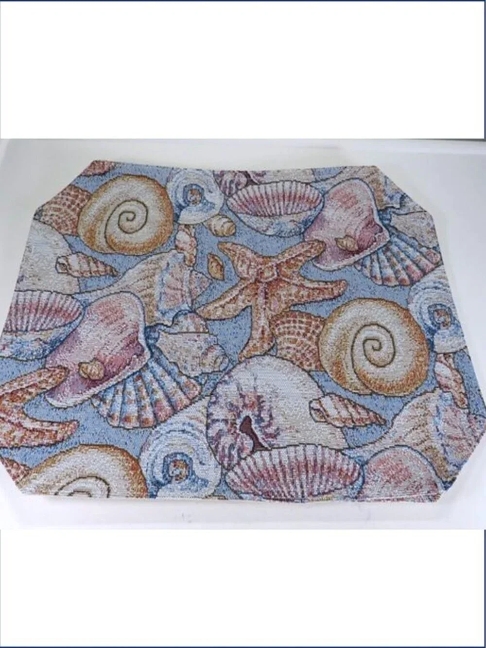 Woven Tapestry Placemats 4pc set Ocean Treasures Coastal Beach House Realistic
